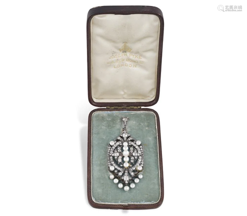 A LATE 19TH CENTURY PEARL AND DIAMOND PENDANT, CIRCA