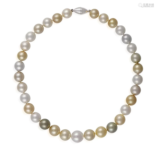 A CULTURED PEARL NECKLACE Composed of a single strand