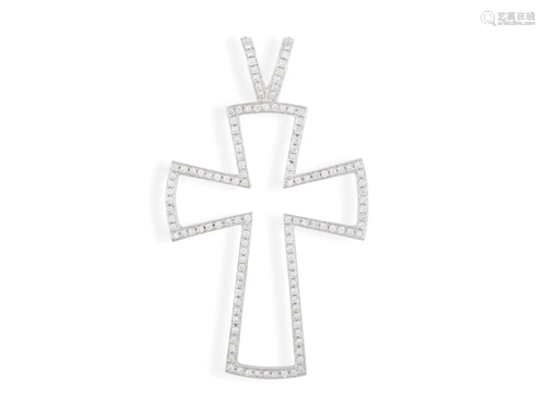 A DIAMOND CROSS PENDANT, BY THEO FENNELL The op…