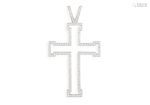 A DIAMOND CROSS PENDANT, BY THEO FENNELL The op…