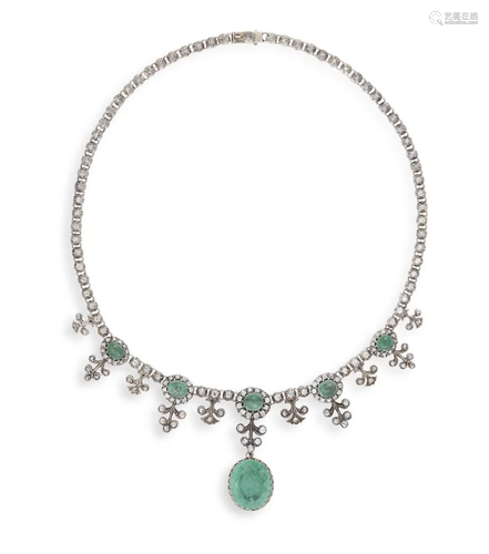 A LATE 19TH CENTURY EMERALD AND DIAMOND NECKLAC…