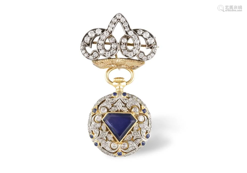 AN EARLY 20TH CENTURY SAPPHIRE AND DIAMOND OPEN FACE