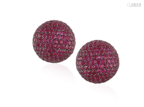 A PAIR OF RUBY EARCLIPS, BY MICHELE DELLA VALLE Each