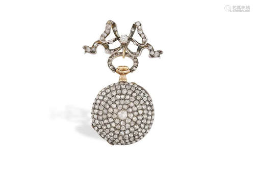 A LATE 19TH CENTURY DIAMOND OPEN FACE LAPEL WATCH,