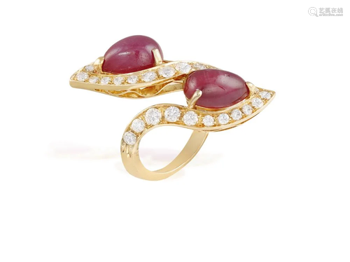 A RUBY AND DIAMOND 'TOI ET MOI' DRESS RING, BY PETOCHI