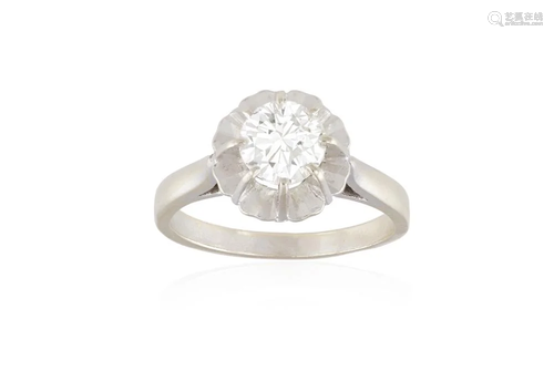 A DIAMOND SINGLE-STONE RING The central brilliant-cut