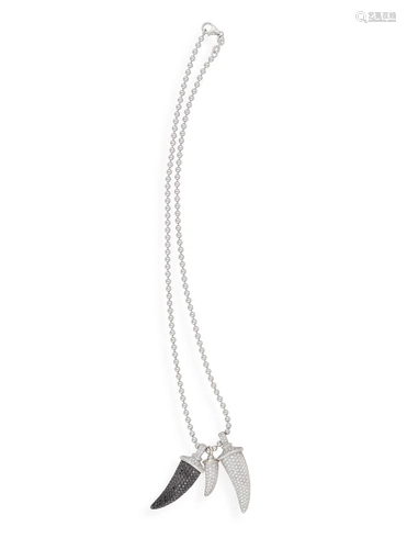 A DIAMOND 'HORN' PENDANTS ON CHAIN, BY THEO FE…