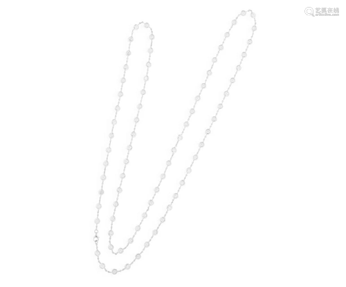 A DIAMOND LONG CHAIN NECKLACE The necklace composed of