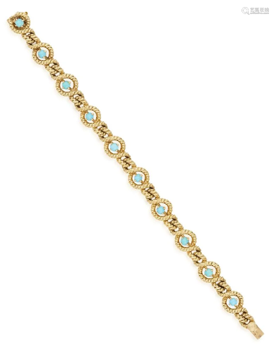 A TURQUOISE BRACELET, BY CARTIER, CIRCA 1965 The