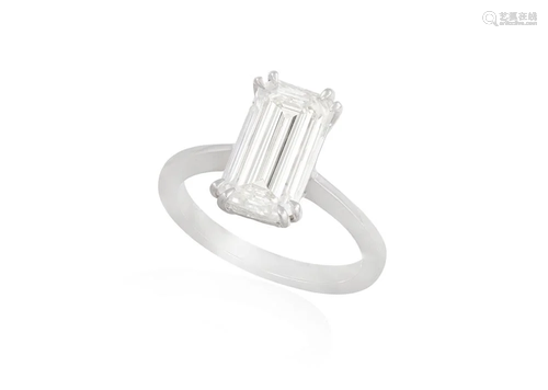 A DIAMOND SINGLE-STONE RING The cut-cornered