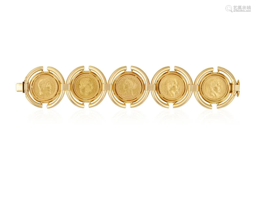 A GOLD COIN BRACELET, BY UNO A ERRE, CIRCA 1955