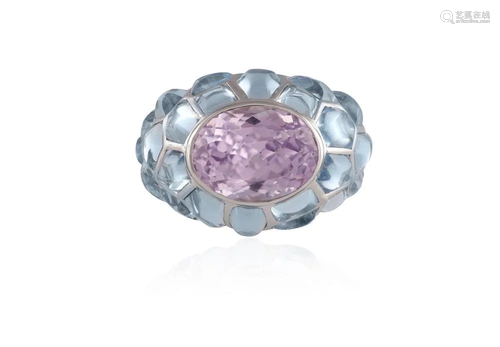 A KUNZITE AND BLUE TOPAZ COCKTAIL RING, BY MICHELE