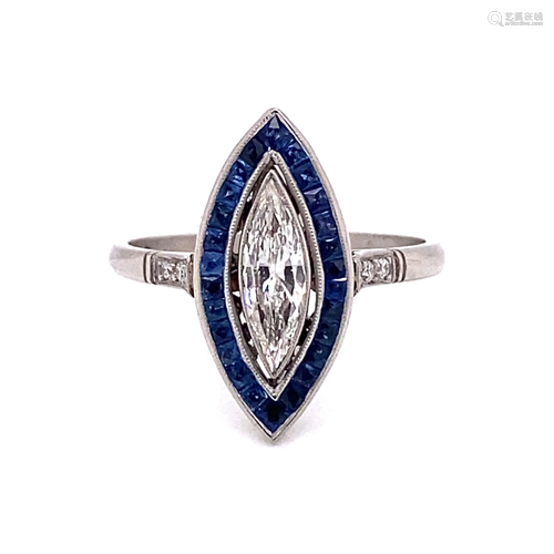 Platinum Marquise Sapphire Ring