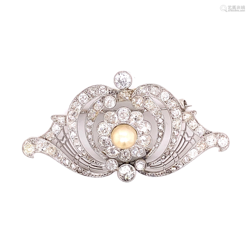 Art Neavou Platinum Diamond Brooch