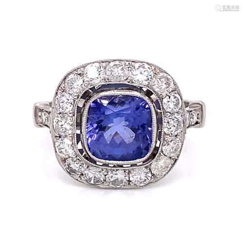 Platinum Diamond Sapphire Rosetta Ring