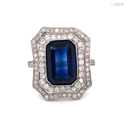 Platinum Diamond Sapphire Ring