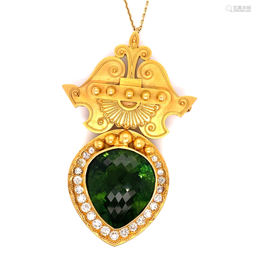 18k Diamond Tourmaline Pendant