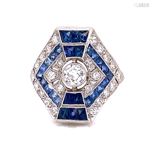 Platinum Sapphire Diamond Ring