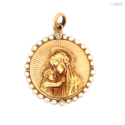 1920’s 18k La Madonna & Jesus Pendant