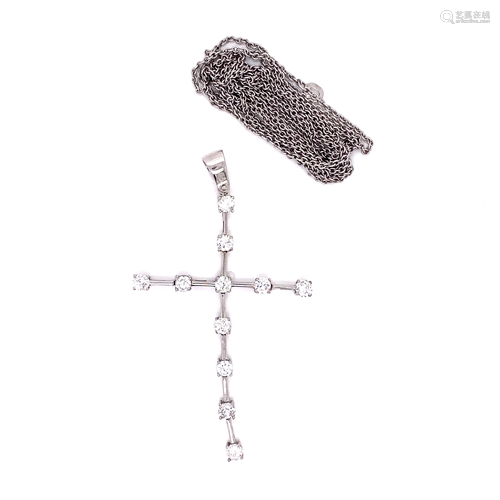 14k Diamond Chain & Cross