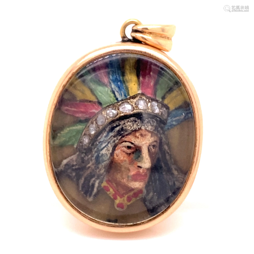 18k Native American Pendant