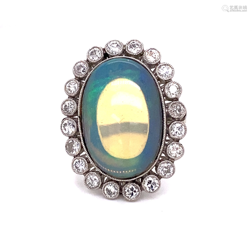 Platinum Opal Diamond Rosetta Ring