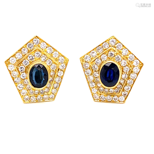 18k Diamond Sapphire Earrings