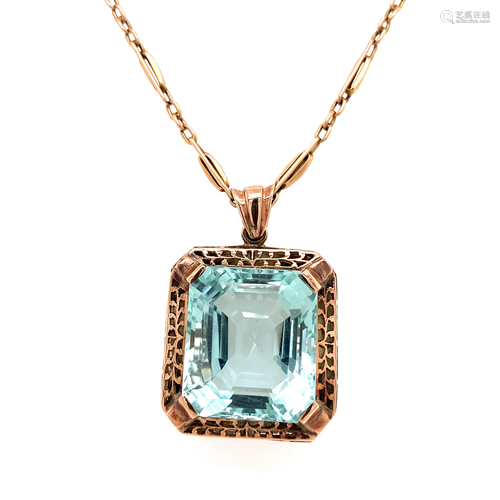 14k Aqua Pendant