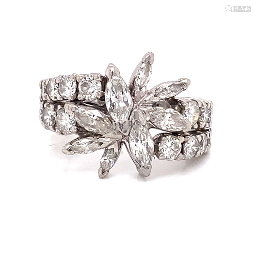 14k Diamond Flower Ring