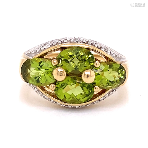 10k Peridot Diamond Ring