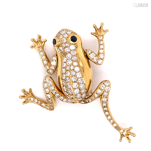 18k Diamond Frog Brooch