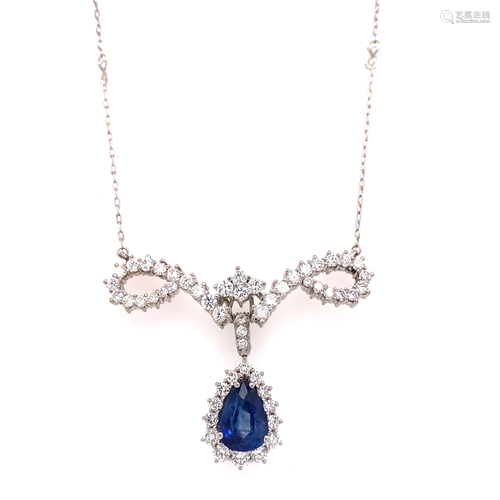 Platinum & 18k Diamond Sapphire Pendant