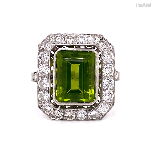 Platinum Peridot Ring