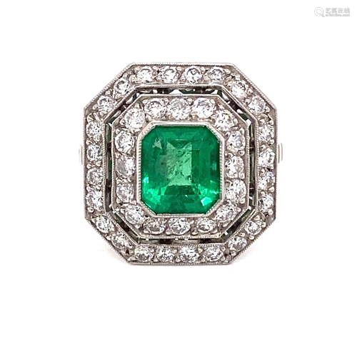 Platinum Emerald Damond Ring