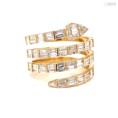 18k Baguette Diamond Snake Ring