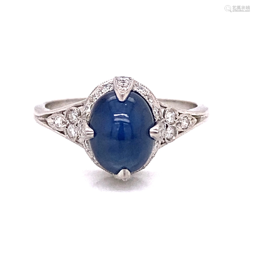 Platinum Diamond Sapphire Ring