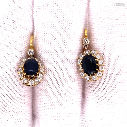 18k Diamond Sapphire Rosetta Drop Earrings