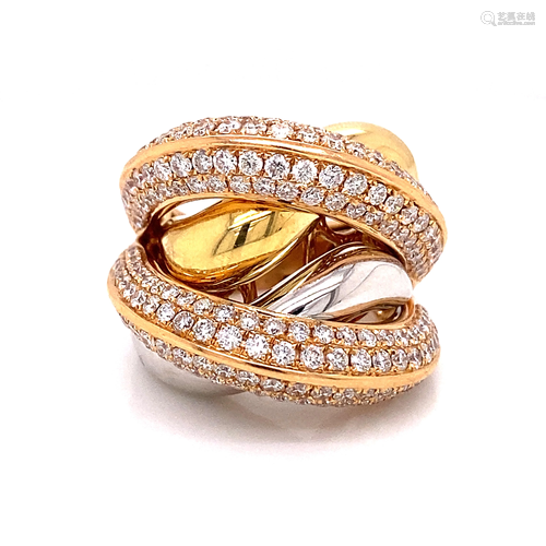 18k Multi Tone Diamond Crossover Ring