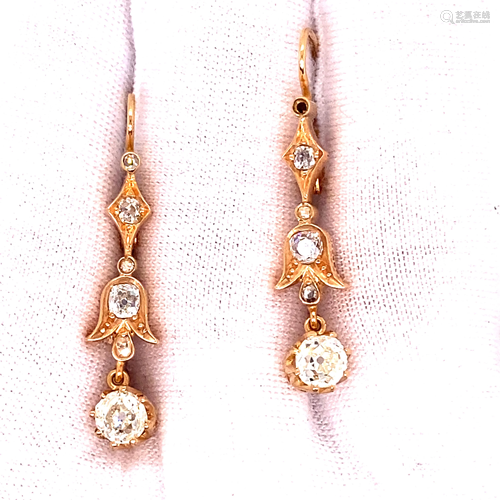 18k 1920’s Diamond Drop Earrings