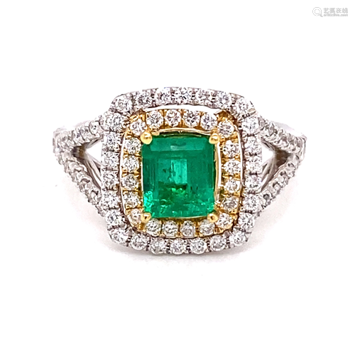 18k Colombian Emerald Diamond Ring