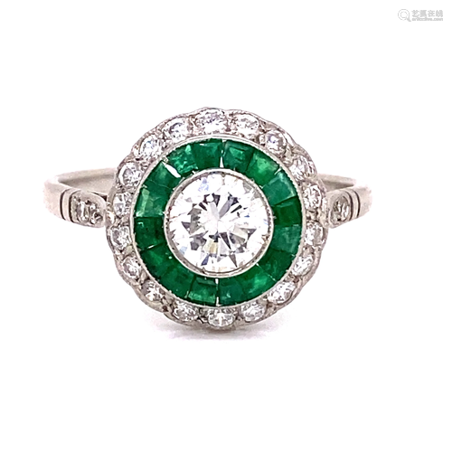 Platinum Emerald Diamond Ring