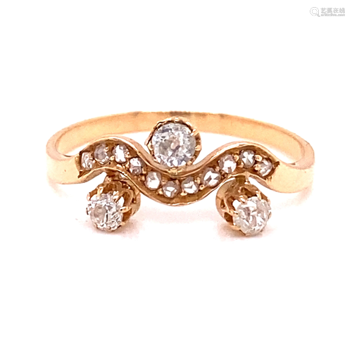 18k 1920's Rose cut & Old Mine Diamond Dainty Ring