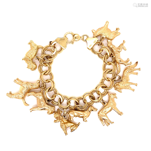 14k Doggie Charm Bracelet