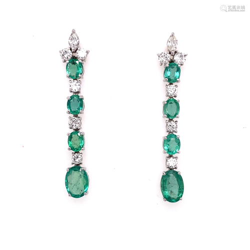 18k Diamond Emerald Drop Earring