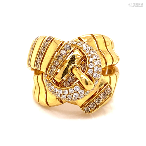 18k Diamond Belt Buckle Ring