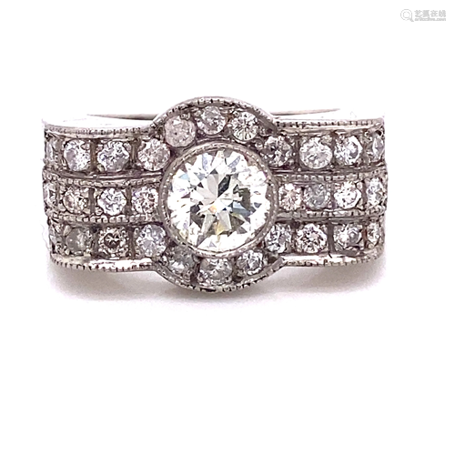 Platinum Diamond Chevalier Ring