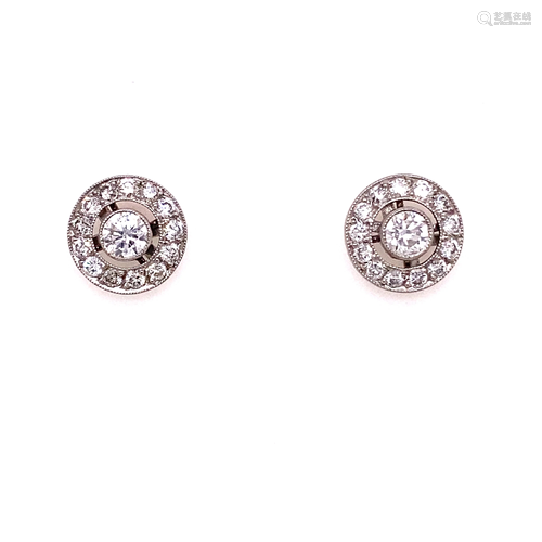 Platinum Diamond Halo Earrings