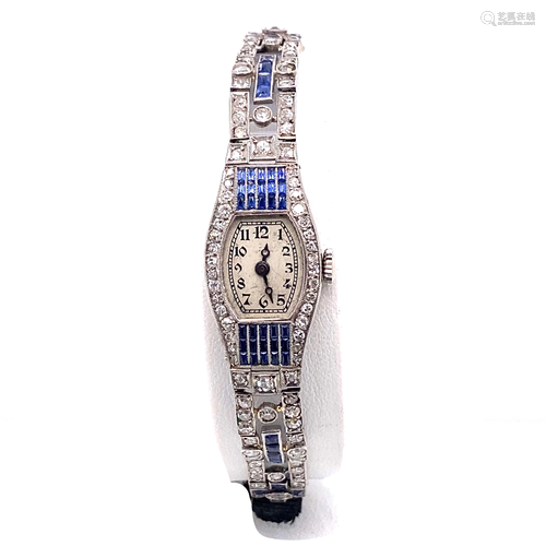 Platinum Diamond & Sapphire Cocktail Watch