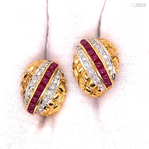 18k Diamond Ruby Earrings