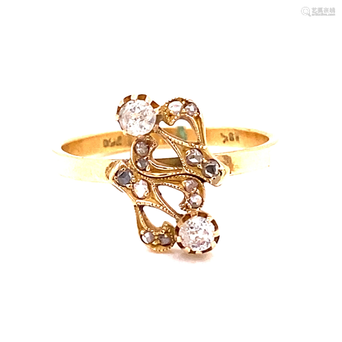 Art Nouveau 18k Diamond Ring